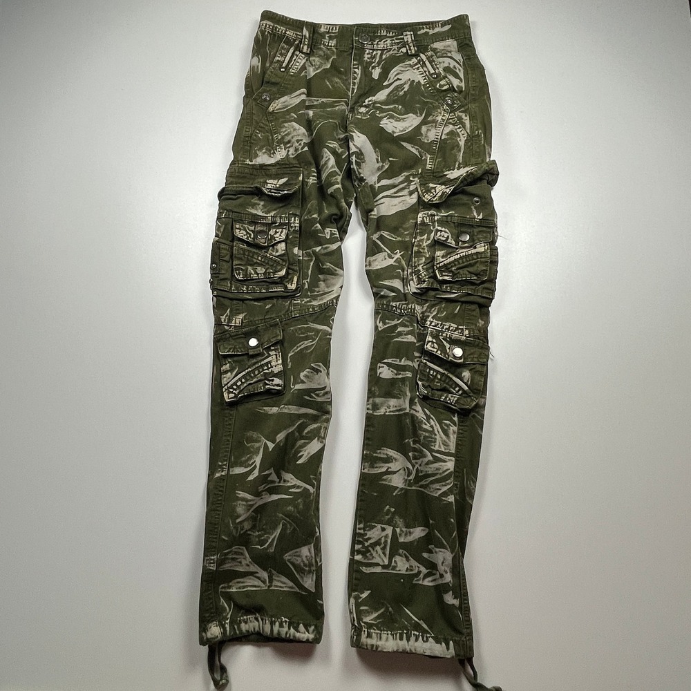 Fresh Produce Cargo Pants Size 29 Green Bleached Utility Straight Leg Denim